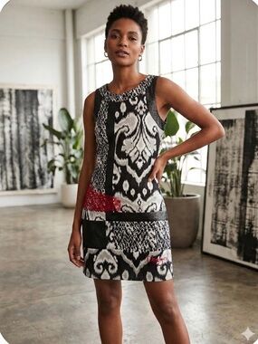 Desigual Abstract Sheath Dress w/ Textured Accents
